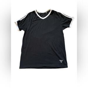 Mens/Teen Guess Classic White Strip Black T-shirt Casual Size Medium Layering